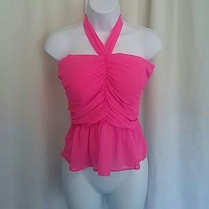 Body Central large ruched halter crop top NWT